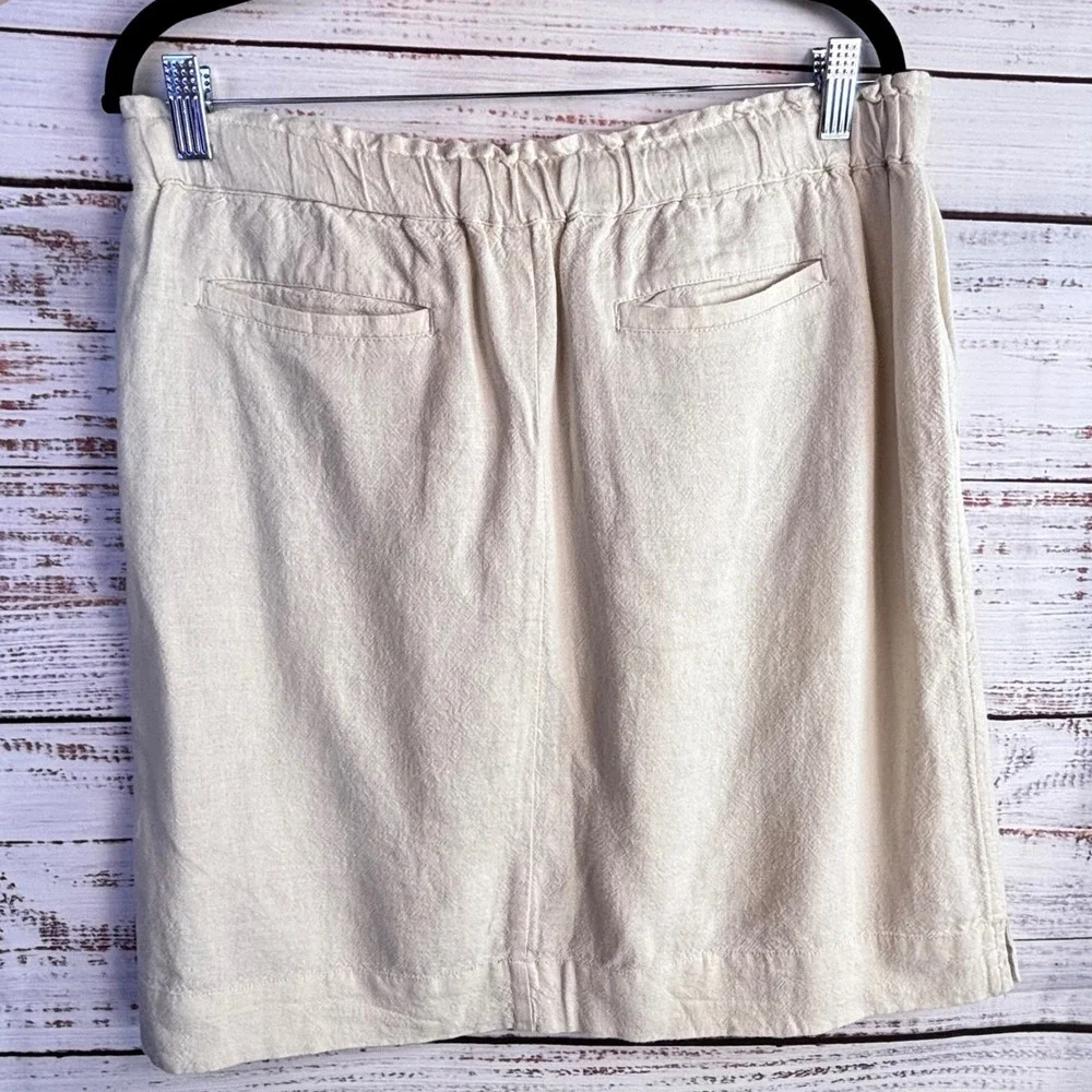 Minimalist Coastal Linen/Rayon Skirt M Short Oatmeal Beige Capsule Neutral Boho - Picture 5 of 7
